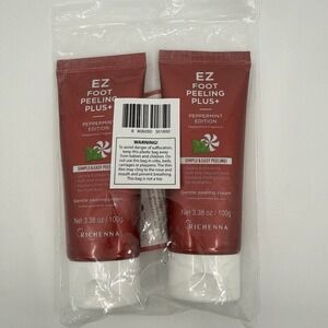 Richenna EZ Foot Peeling Plus + 3.38 oz Peppermint Edition Pack Of 2 Sealed